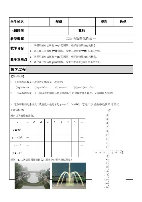 二次函数的图像性质一