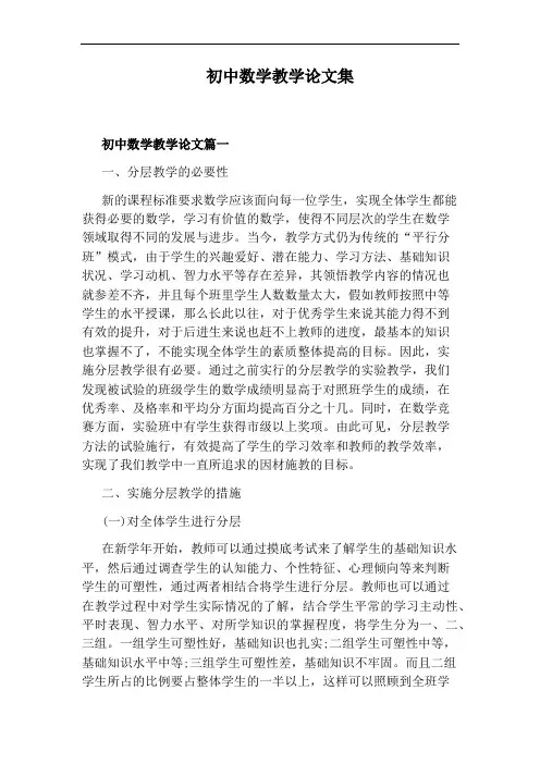 初中数学教学论文集