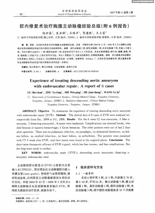 腔内修复术治疗胸腹主动脉瘤经验总结(附6例报告)