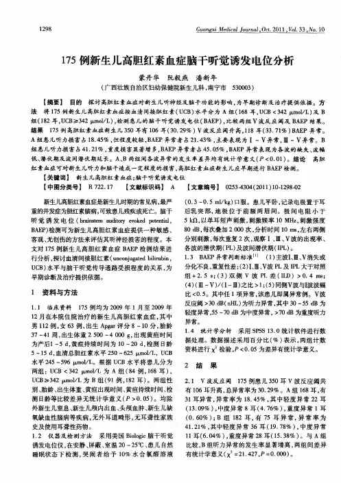 175例新生儿高胆红素血症脑干听觉诱发电位分析