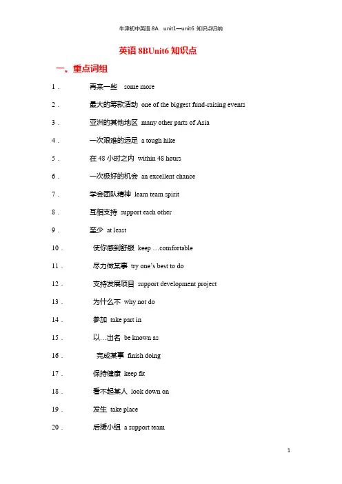 英语8BUnit6知识点