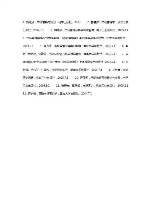 市场营销论文参考文献