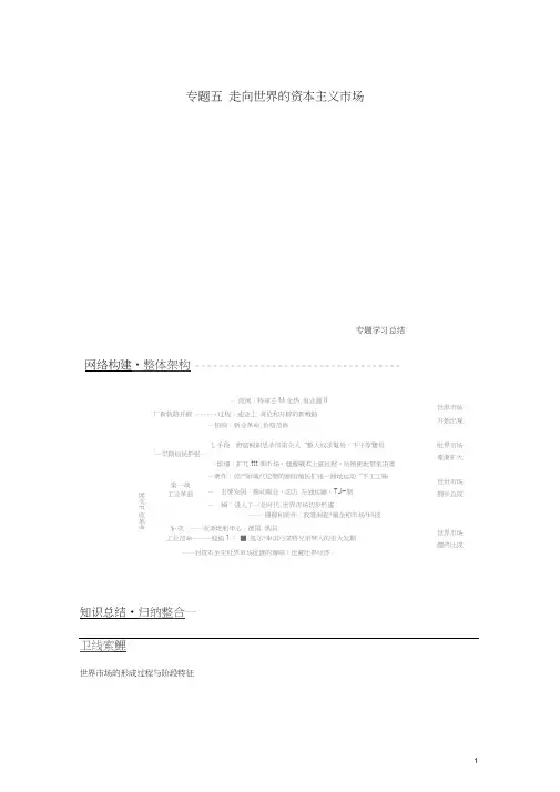 (浙江专用)2018-2019学年高中历史专题五走向世界的资本主义市场专题学习总结学案人民版必修2(
