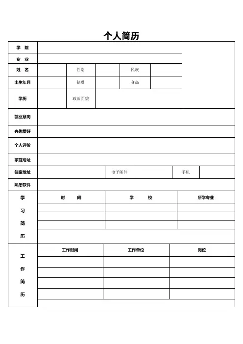 求职应聘个人简历模板 2