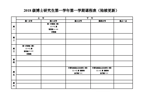 2018级博士研究生第一学年第一学期课程表陆续更新