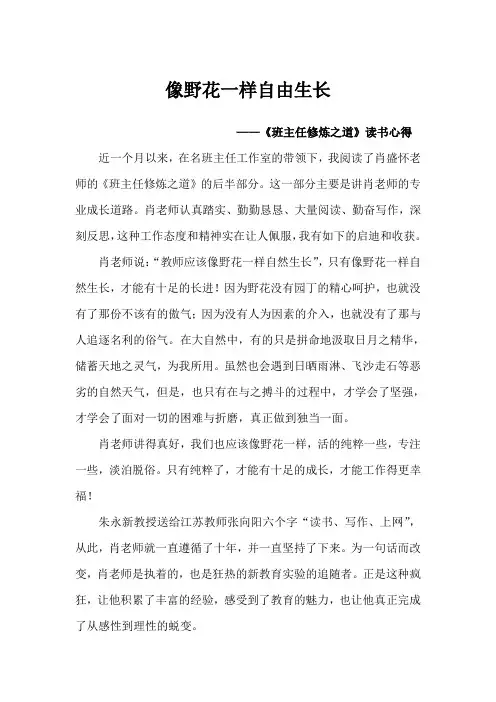 《班主任修炼之道》读书心得