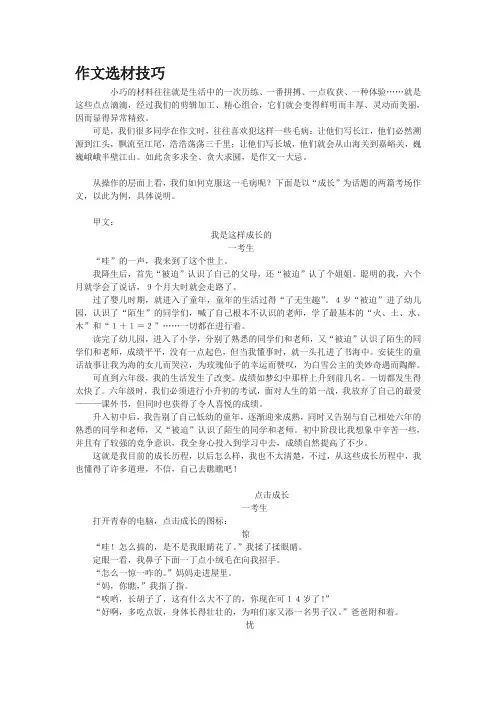 作文选材技巧