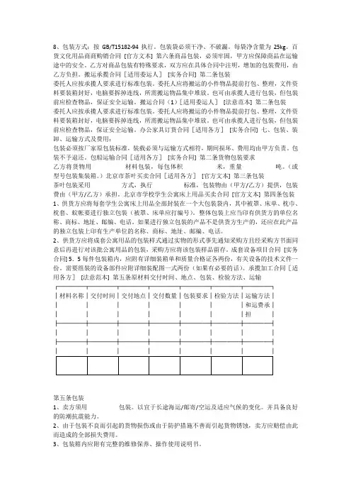 合同条款-包装条款