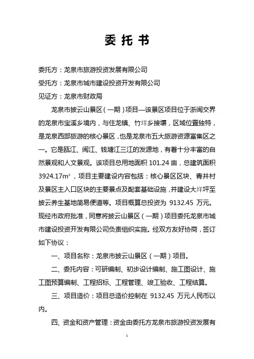 公司项目委托代建协议书