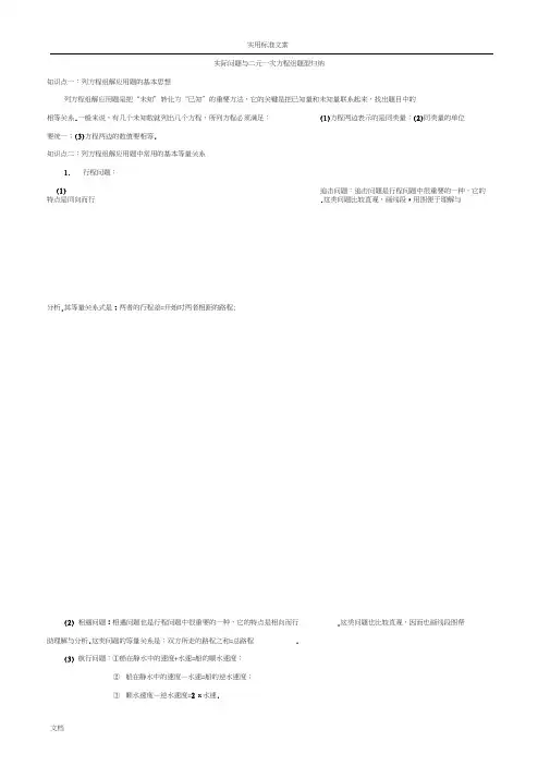 二元一次方程组典型应用题分类赏析