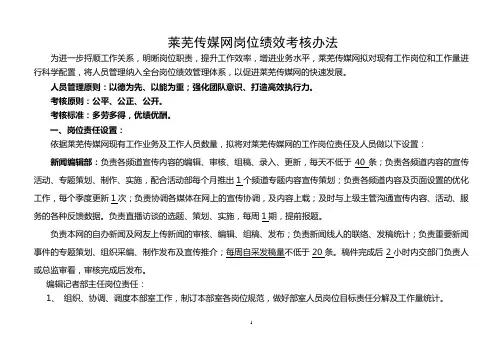 网站岗位设置及考核方法
