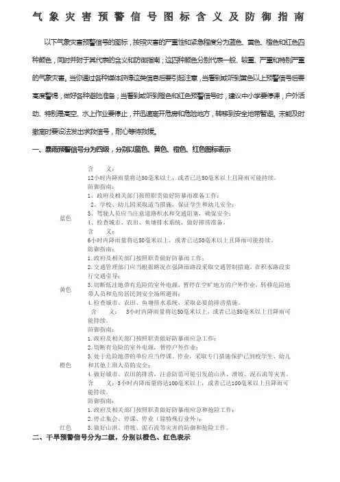 气象灾害预警信号图标含义及防御指南