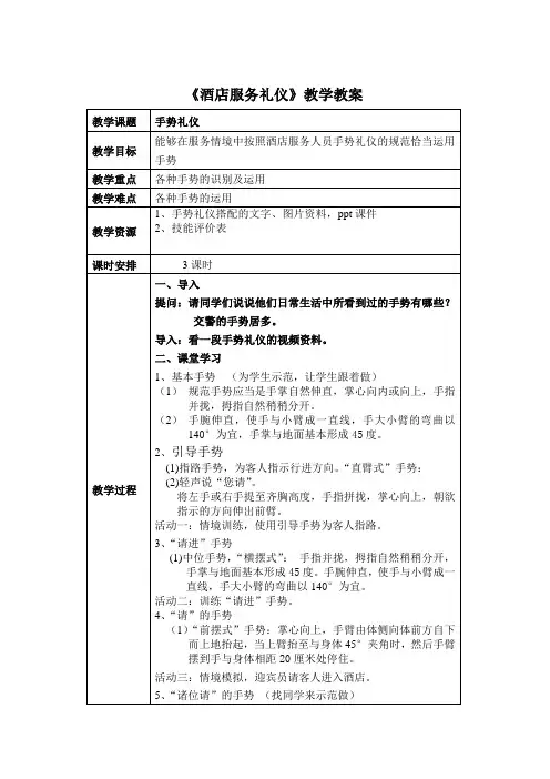 手势礼仪