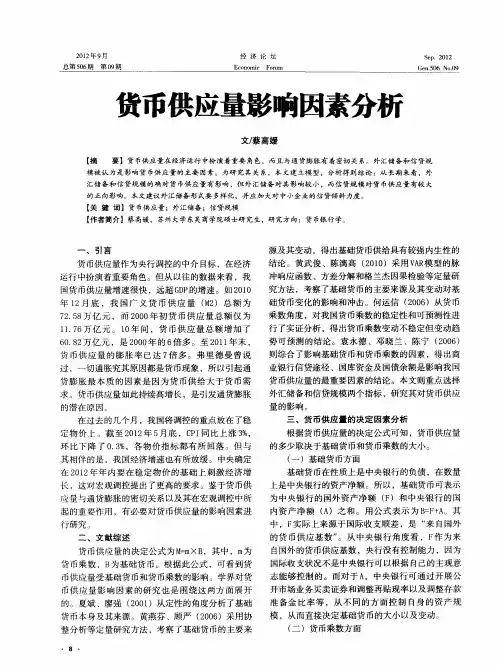 货币供应量影响因素分析