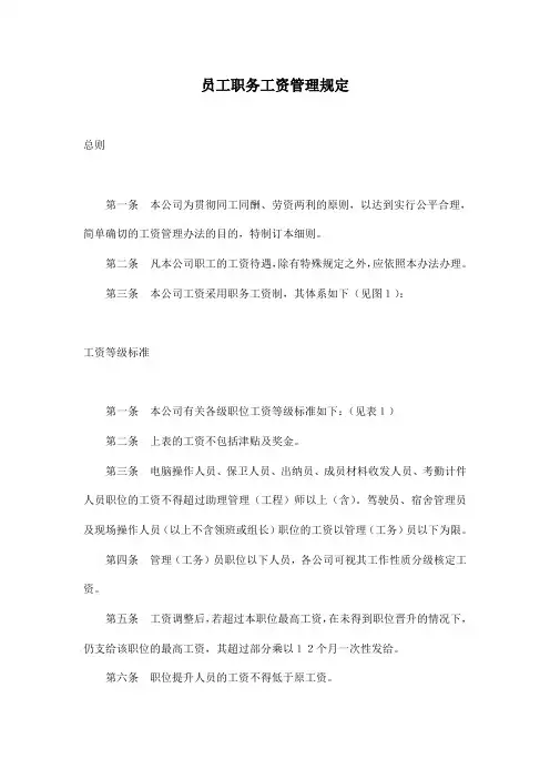 员工职务工资管理规定