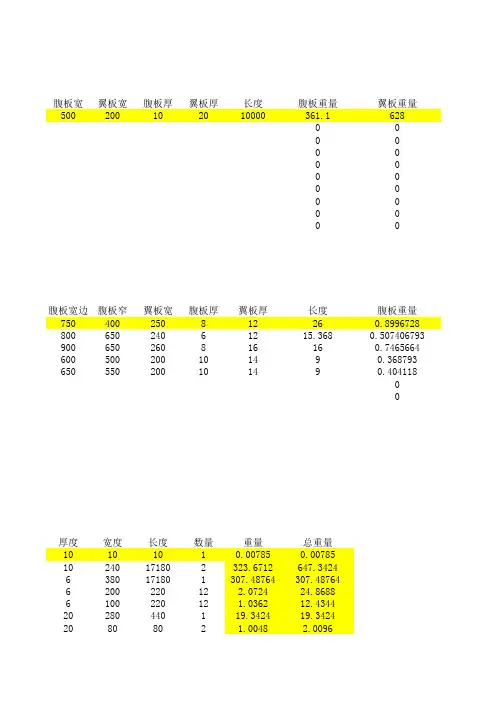 H型钢公式计算