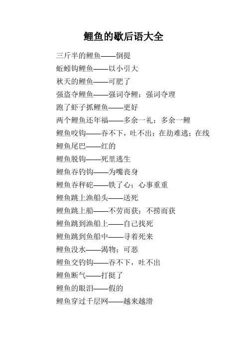 鲤鱼的歇后语大全