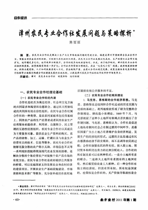漳州农民专业合作社发展问题与策略探析