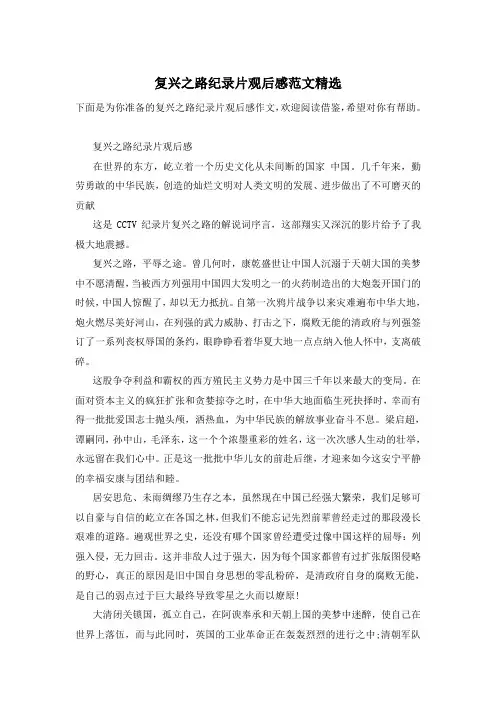 复兴之路纪录片观后感范文精选