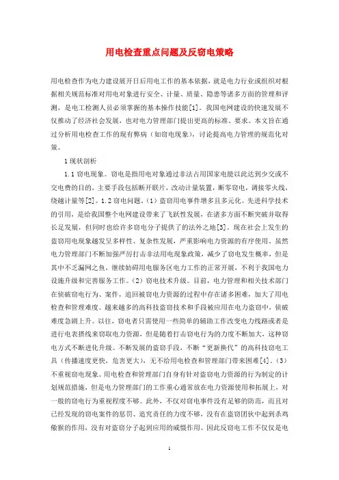 用电检查重点问题及反窃电策略