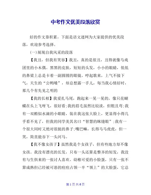 中考作文优美段落欣赏