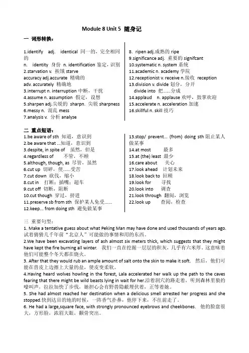 高二英语(人教版)Book8 Unit 5 随身记 