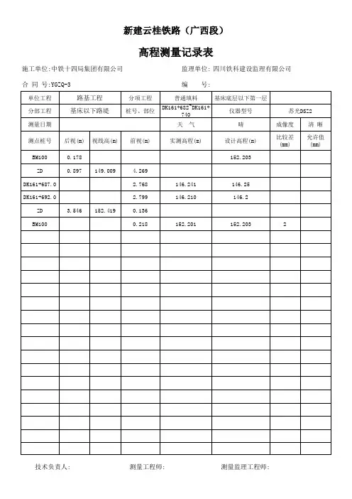高程记录表