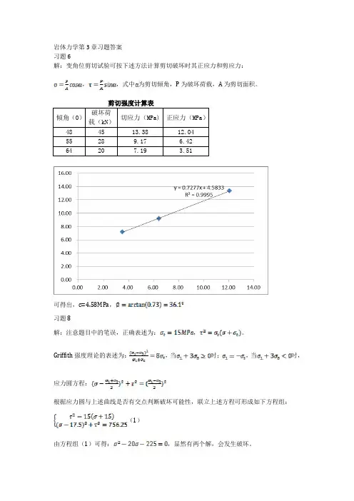 岩体力学第3章习题答案