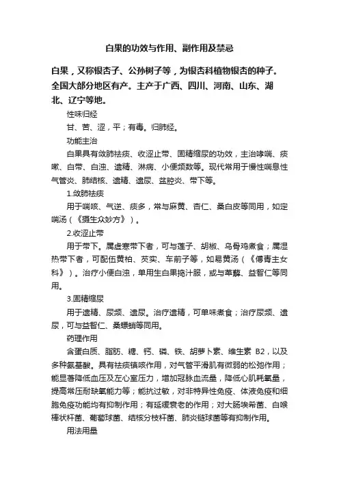 白果的功效与作用、副作用及禁忌