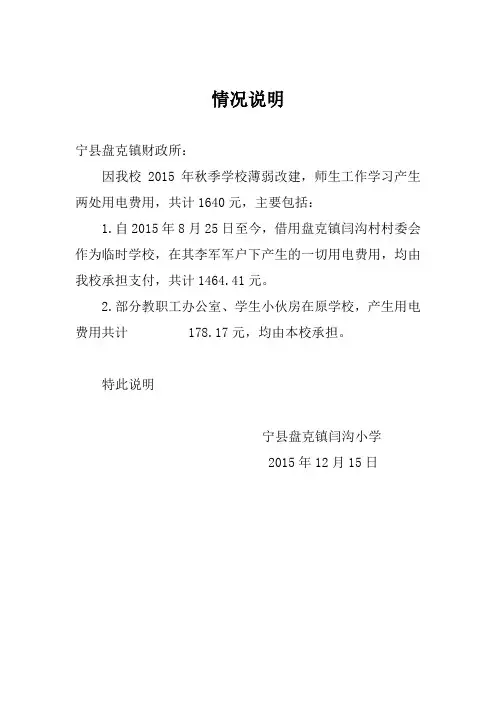 电费使用情况说明