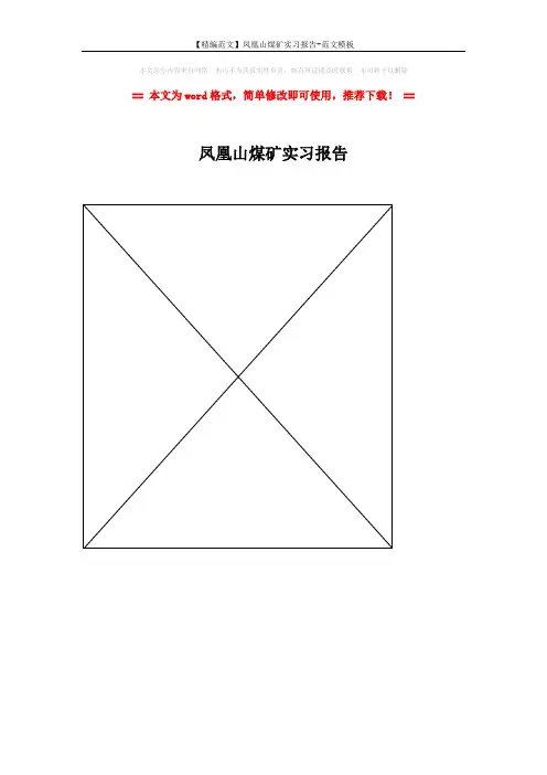 【精编范文】凤凰山煤矿实习报告-范文模板 (1页)
