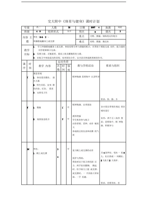 单脚蹬地翻身上成支撑(实录课)