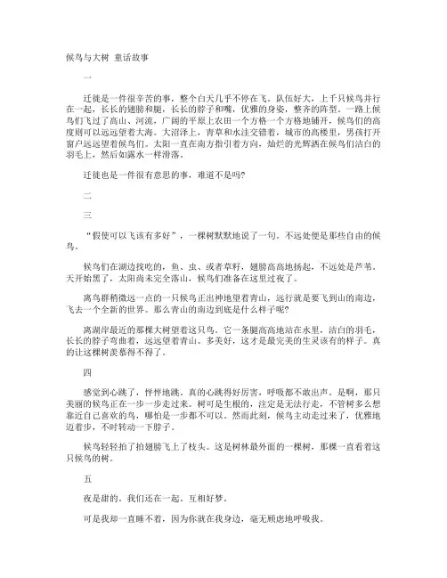 候鸟与大树 童话故事
