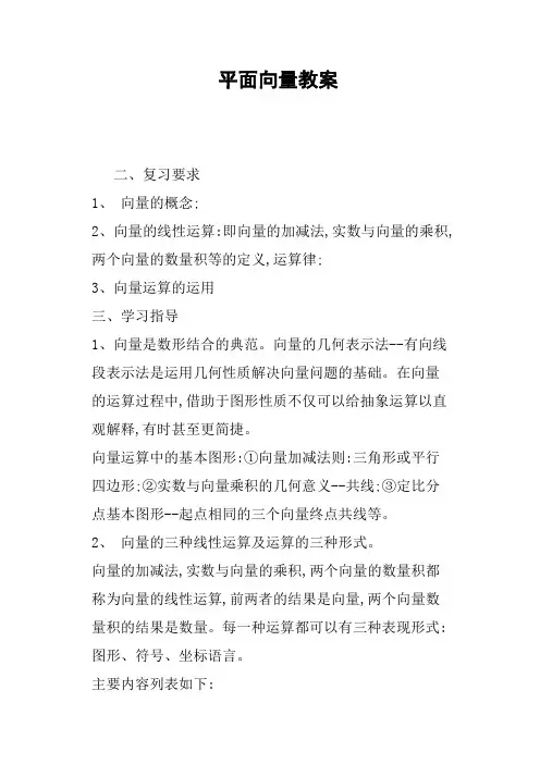 平面向量教案