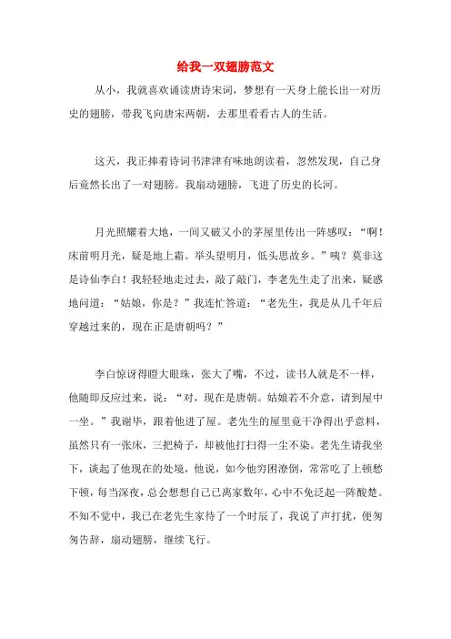 给我一双翅膀范文