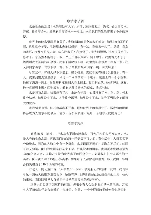 “珍爱生命之水”征文(3篇)