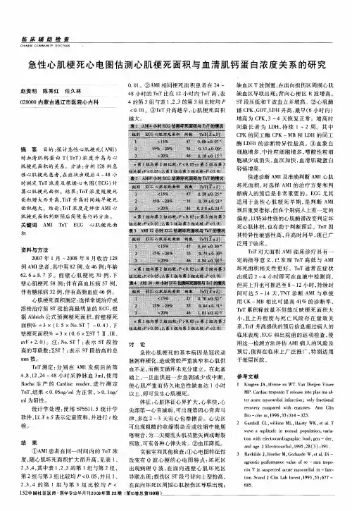急性心肌梗死心电图估测心肌梗死面积与血清肌钙蛋白浓度关系的研究