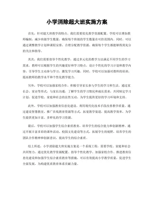 小学消除超大班实施方案