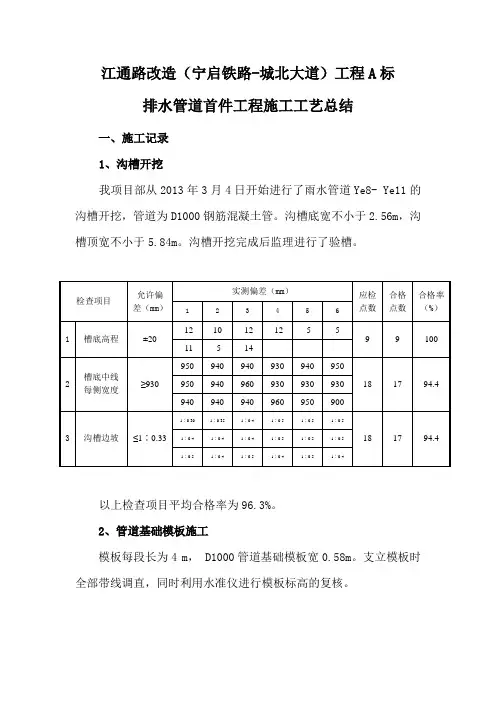 首件工程施工总结-排水