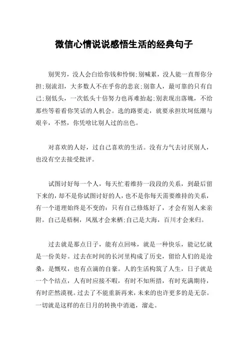 微信心情说说感悟生活的经典句子