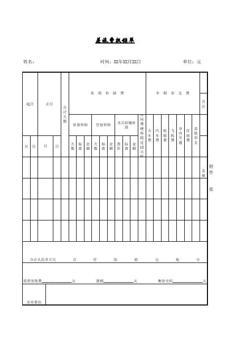 差旅费报销单模板word模板