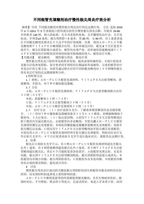 不同根管充填糊剂治疗慢性根尖周炎疗效分析