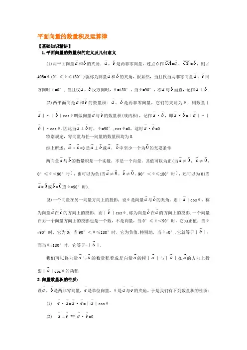 平面向量的数量积及运算律