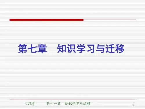 第七章_知识的学习和迁移 56页PPT