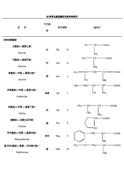 二十种氨基酸结构式 2