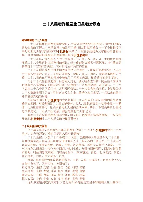 二十八星宿详解及生日星宿对照表