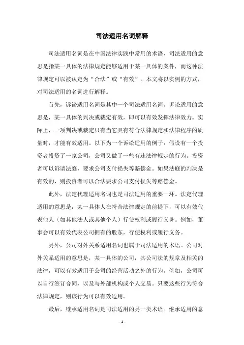 司法适用名词解释