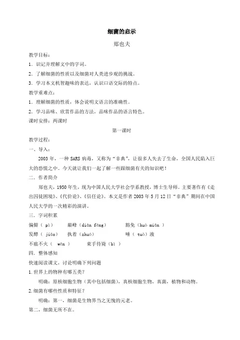 《细菌的启示》教案