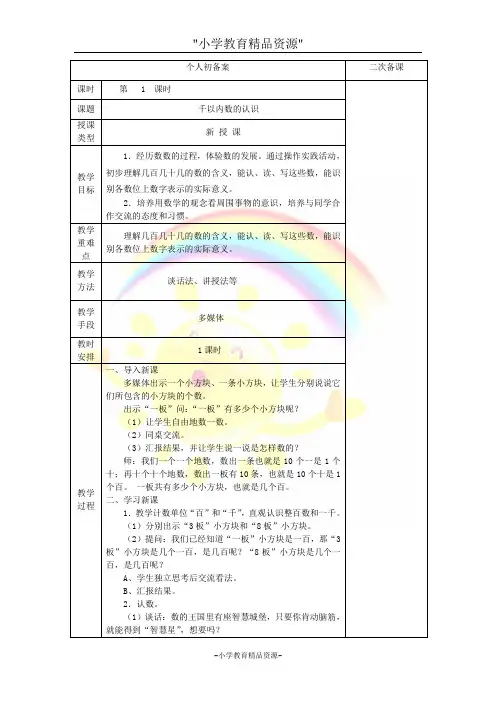 苏教版二年级下册数学4 认识万以内的数教案 (1)