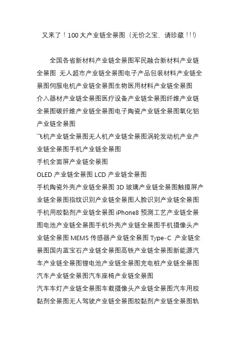 又来了!100大产业链全景图(无价之宝,请珍藏!!!)